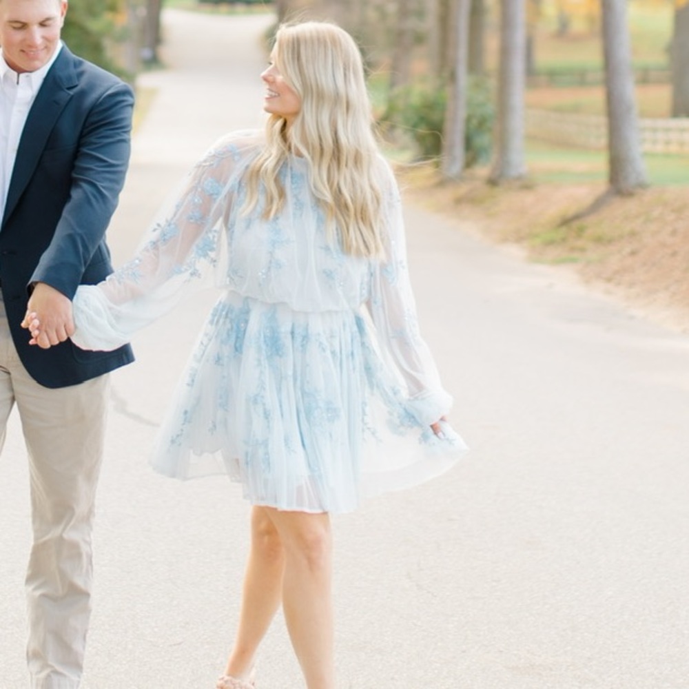 Blue embellished dress